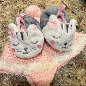 Hand made baby hat and new kitty booties